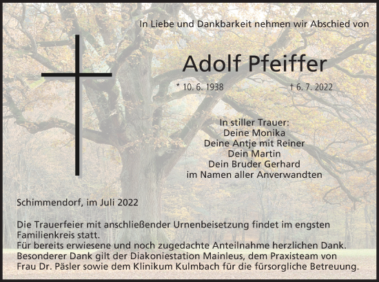 Anzeige von Adolf Pfeiffer von MGO
