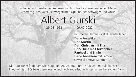 Anzeige von Albert Gurski von MGO