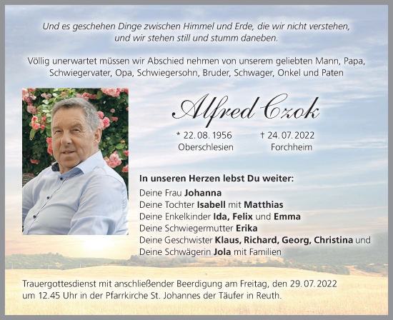 Anzeige von Alfred Czok von MGO