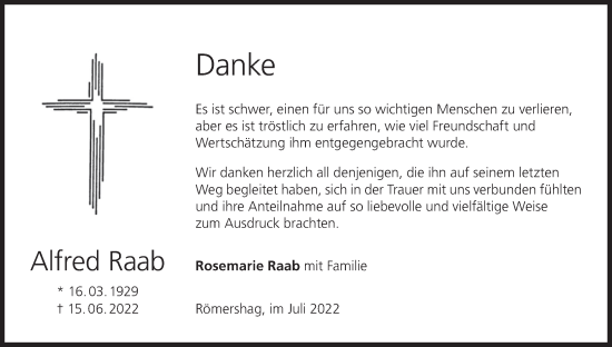 Anzeige von Alfred Raab von MGO