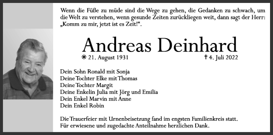 Anzeige von Andreas Deinhard von MGO