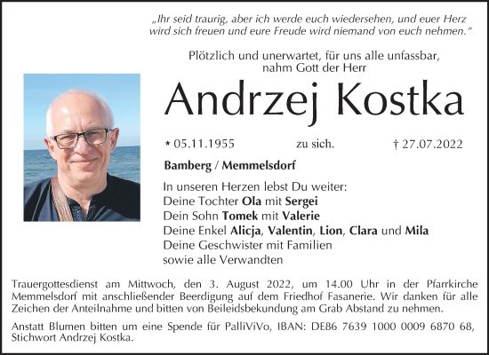 Anzeige von Andrzej Kostka von MGO