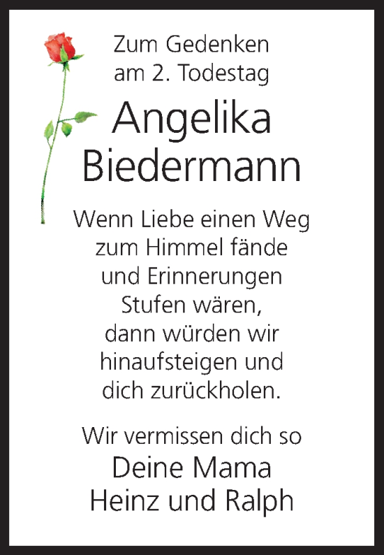 Anzeige von Angelika Biedermann von MGO