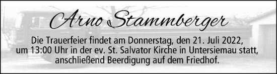 Anzeige von Arno Stammberger von MGO