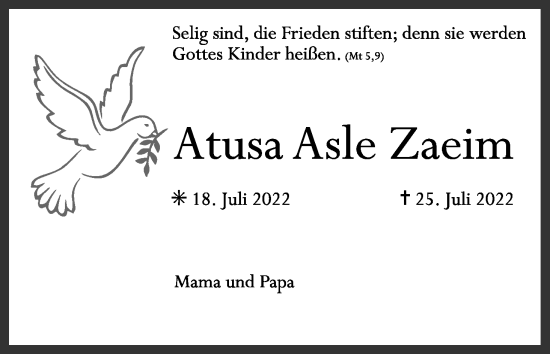 Anzeige von Atusa Asle Zaeim von MGO