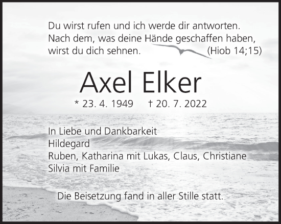 Anzeige von Axel Elker von MGO