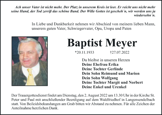 Anzeige von Baptist Meyer von MGO