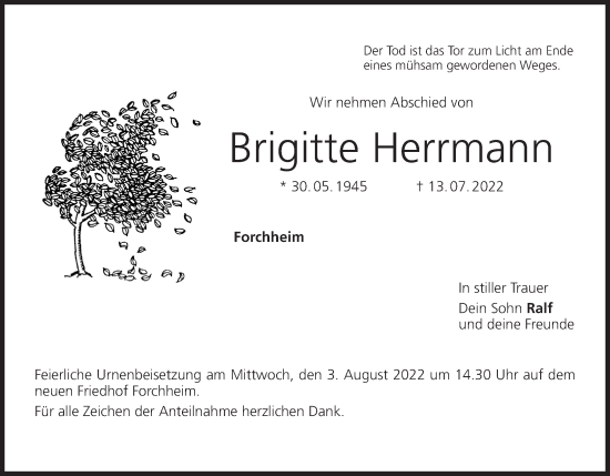 Anzeige von Brigitte Herrmann von MGO