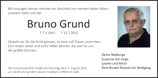 Anzeige von Bruno Grund von MGO
