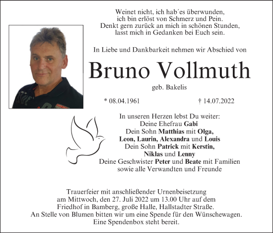 Anzeige von Bruno Vollmuth von MGO
