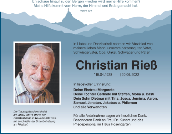 Anzeige von Christian Rieß von MGO