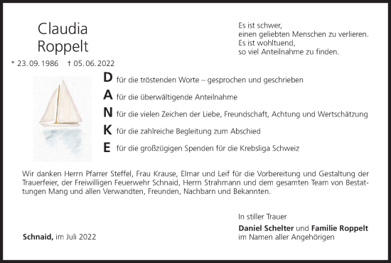 Anzeige von Claudia Roppelt von MGO