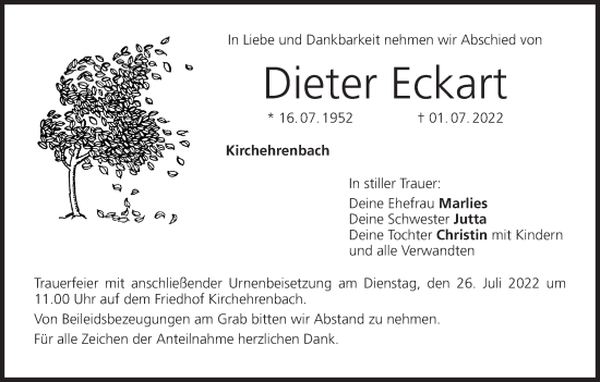 Anzeige von Dieter Eckart von MGO