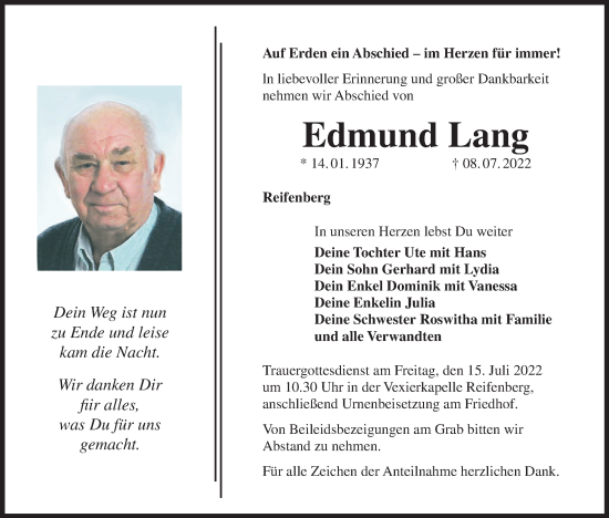 Anzeige von Edmund Lang von MGO
