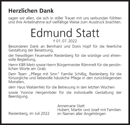 Anzeige von Edmund Statt von MGO