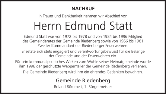 Anzeige von Edmund Statt von MGO
