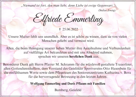 Anzeige von Elfriede Emmerling von MGO