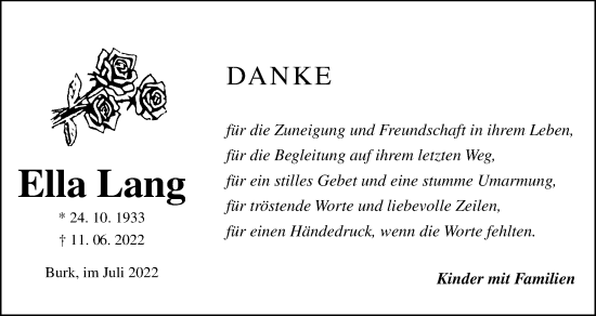 Anzeige von Ella Lang von MGO