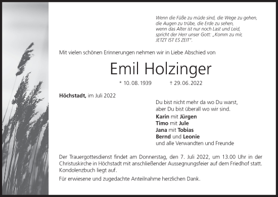Anzeige von Emil Holzinger von MGO