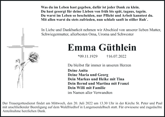 Anzeige von Emma Güthlein von MGO