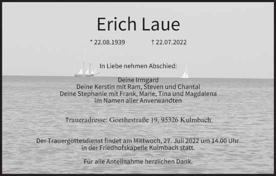 Anzeige von Erich Laue von MGO