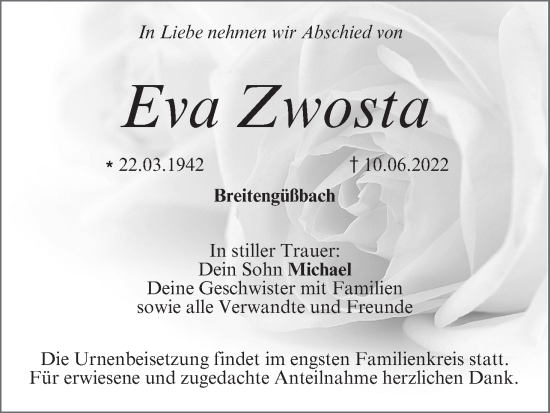 Anzeige von Eva Zwosta von MGO
