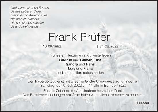 Anzeige von Frank Prüfer von MGO
