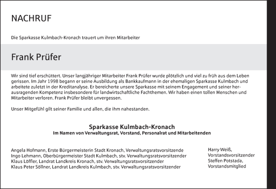 Anzeige von Frank Prüfer von MGO