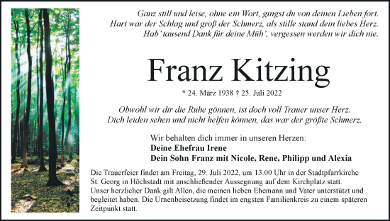 Anzeige von Franz Kitzing von MGO