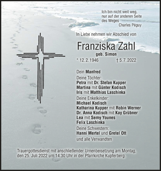 Anzeige von Franziska Zahl von MGO