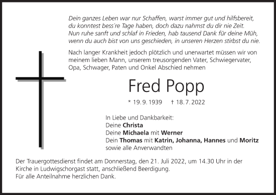 Anzeige von Fred Popp von MGO