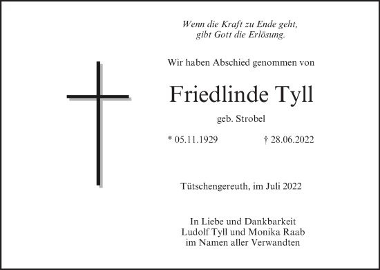 Anzeige von Friedlinde Tyll von MGO