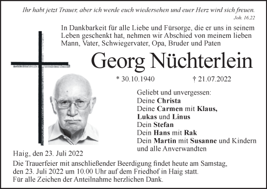 Anzeige von Georg Nüchterlein von MGO