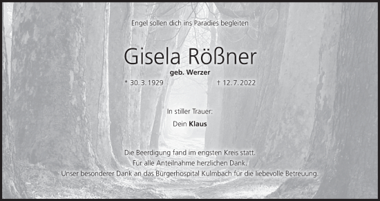 Anzeige von Gisela Rößner von MGO