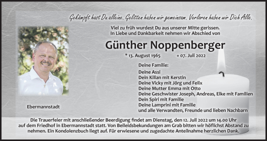 Anzeige von Günther Noppenberger von MGO