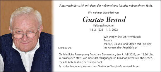 Anzeige von Gustav Brand von MGO