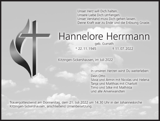 Anzeige von Hannelore Herrmann von MGO