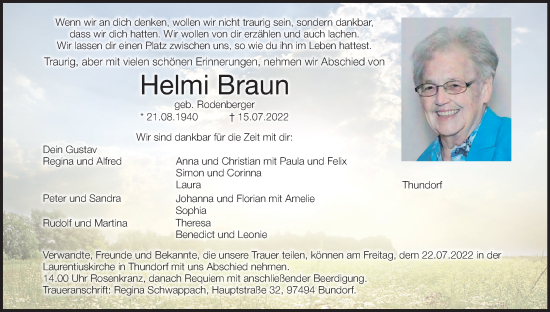 Anzeige von Helmi Braun von MGO