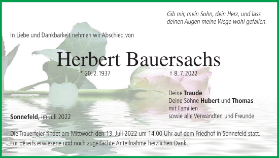 Anzeige von Herbert Bauersachs von MGO