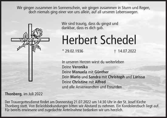 Anzeige von Herbert Schedel von MGO