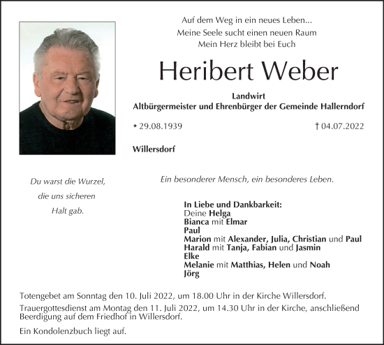 Anzeige von Heribert Weber von MGO