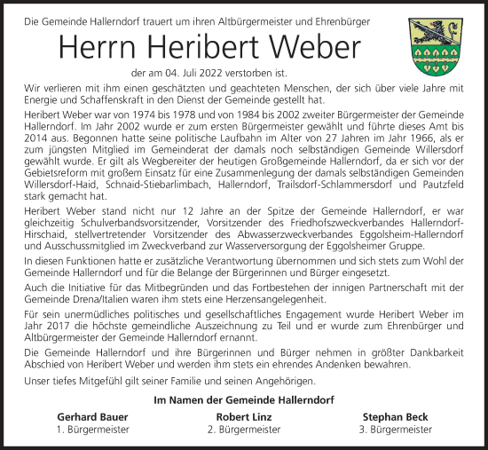 Anzeige von Heribert Weber von MGO