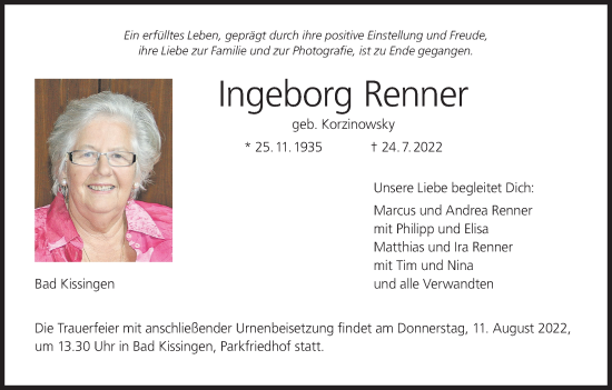 Anzeige von Ingeborg Renner von MGO