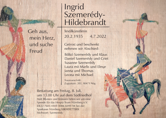 Anzeige von Ingrid Szemeredy-Hildebrandt von MGO