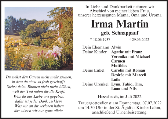 Anzeige von Irma Martin von MGO