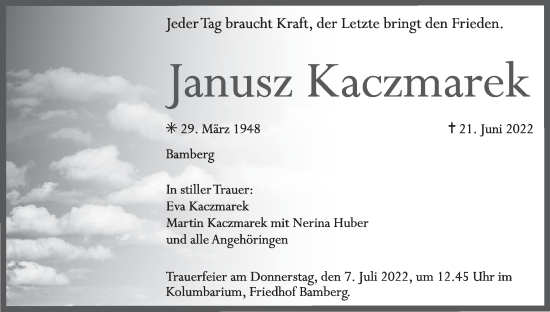 Anzeige von Janusz Kaczmarek von MGO