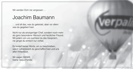 Anzeige von Joachim Baumann von MGO