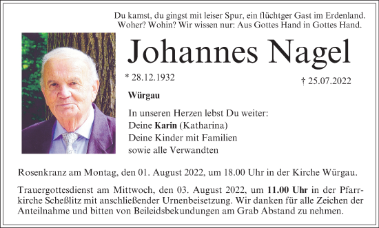 Anzeige von Johannes Nagel von MGO