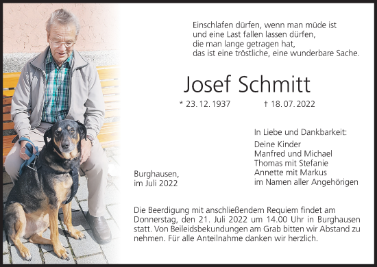 Anzeige von Josef Schmitt von MGO