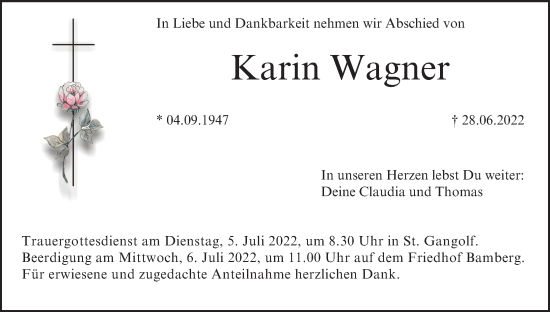 Anzeige von Karin Wagner von MGO